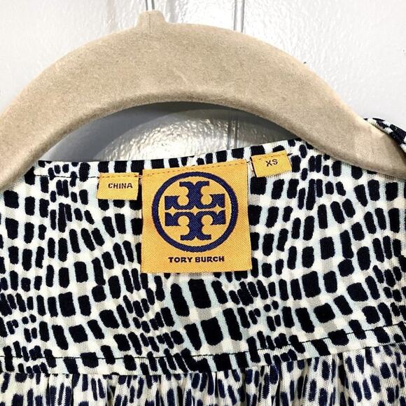 Tory Burch Gray Printed Ivette 100% Silk Jersey Short Sleeve Wrap Dress XS - Picture 4 of 9